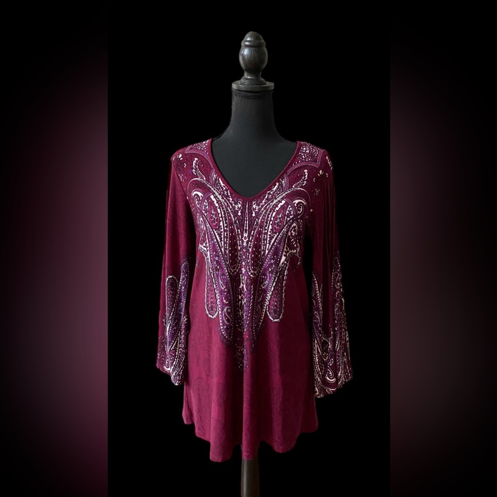Effortless Style by Citiknits: Purple Boho Tunic Style Blouse - Picture 3 of 16